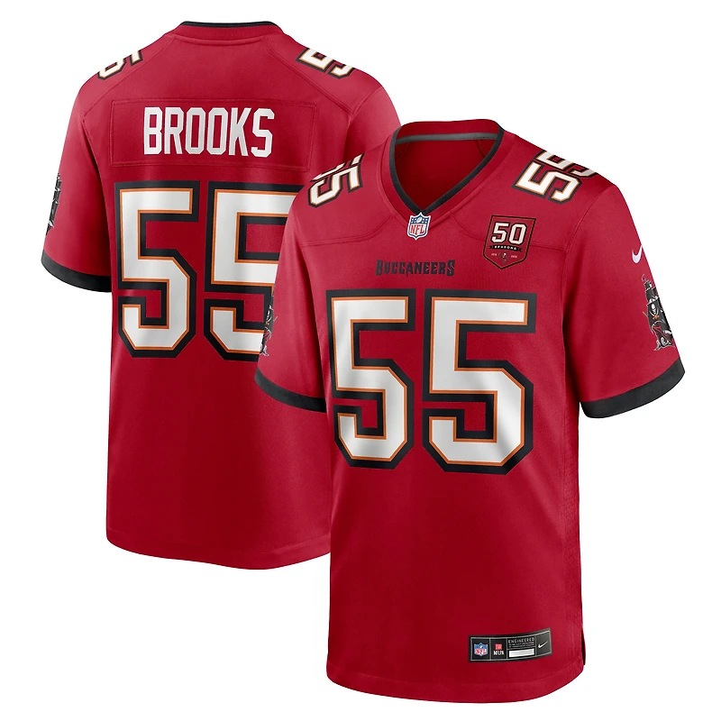 Maillot Nike Derrick Brooks rouge pour homme, 50e saison, équipe des Tampa Bay Buccaneers
