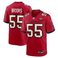 Maillot Nike Derrick Brooks rouge pour homme, 50e saison, équipe des Tampa Bay Buccaneers