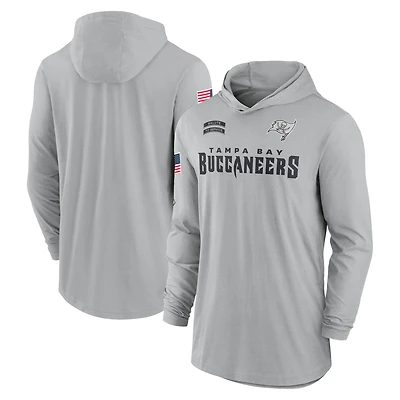 T-shirt à capuche léger et performant manches longues Nike gris Tampa Bay Buccaneers 2024 Salute to Service pour homme