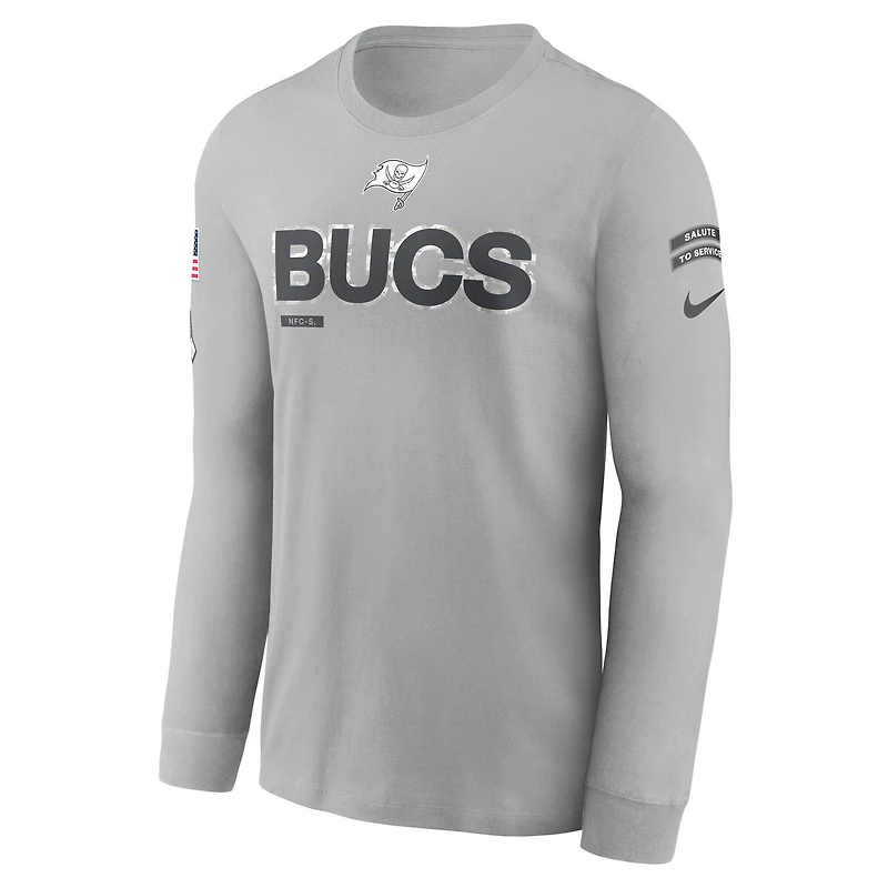 T-shirt à manches longues Nike gris Tampa Bay Buccaneers 2024 Salute To Service pour homme