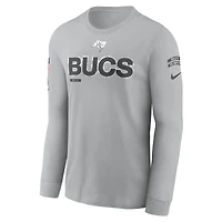 T-shirt à manches longues Nike gris Tampa Bay Buccaneers 2024 Salute To Service pour homme