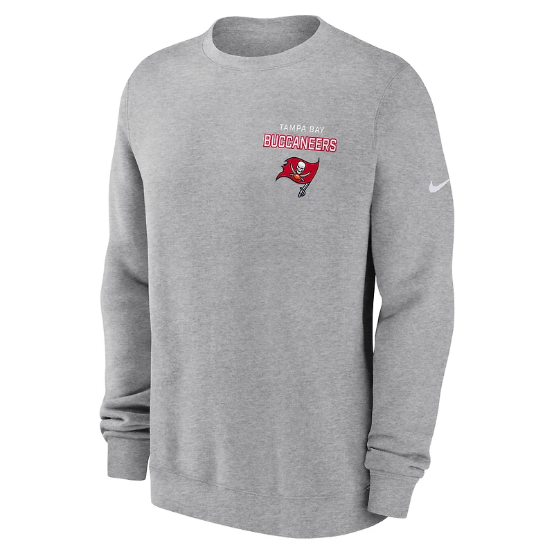 Sweat-shirt Nike gris chiné Primetime Club Fleece des Tampa Bay Buccaneers pour homme