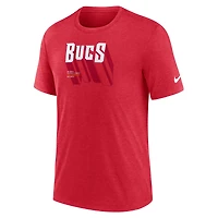 T-shirt Nike Long Pass Tri-Blend rouge chiné pour homme des Buccaneers de Tampa Bay