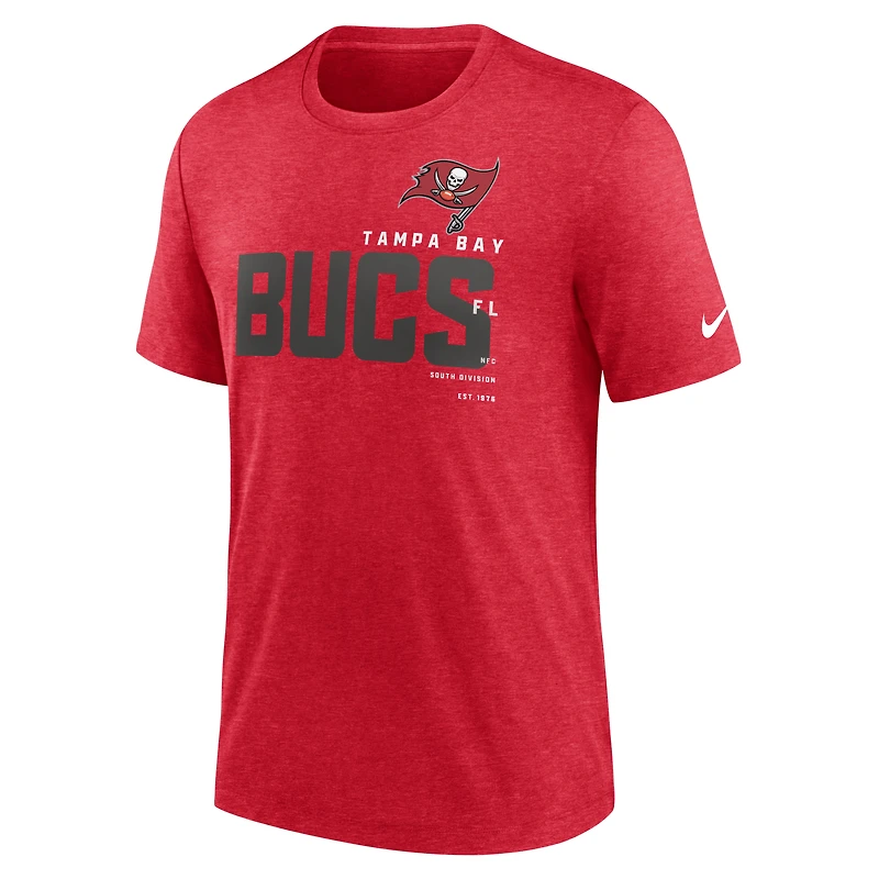 T-shirt Nike Tampa Bay Buccaneers Wordmark Tri-Blend pour homme - Rouge chiné