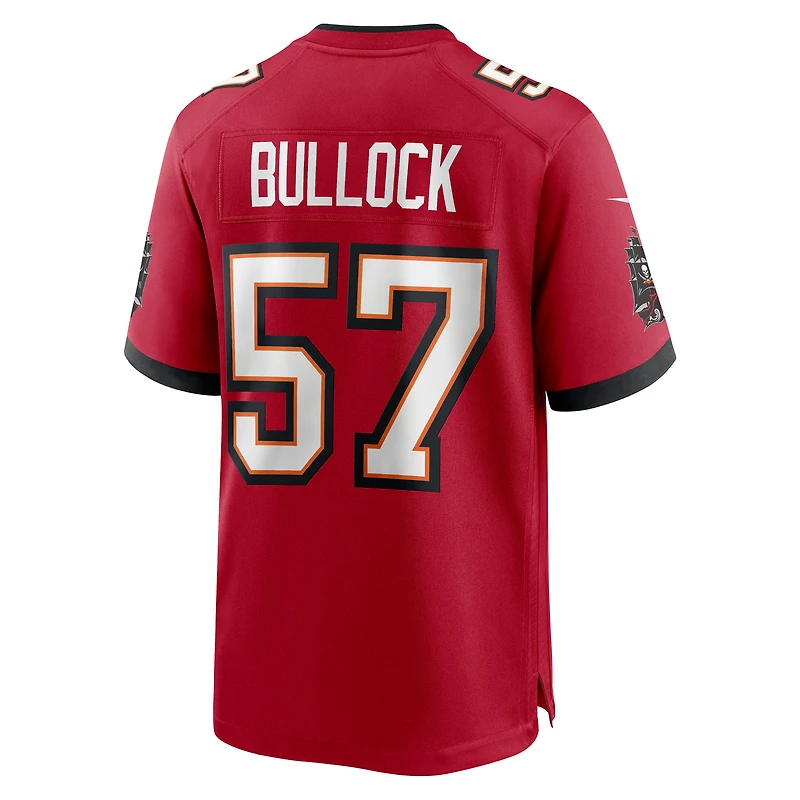 Maillot Nike John Bullock rouge pour homme, équipe des Tampa Bay Buccaneers