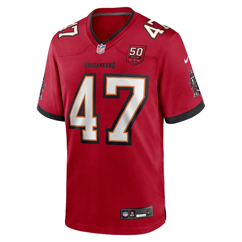 Maillot Nike John Lynch rouge pour homme, 50e anniversaire des Tampa Bay Buccaneers