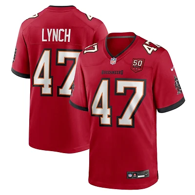 Maillot Nike John Lynch rouge pour homme, 50e anniversaire des Tampa Bay Buccaneers