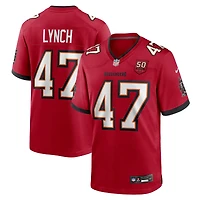 Maillot Nike John Lynch rouge pour homme, 50e anniversaire des Tampa Bay Buccaneers