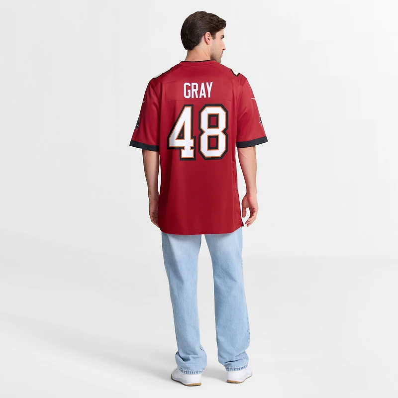 Men's Nike JT Gray  Red Tampa Bay Buccaneers Team Game Jersey
