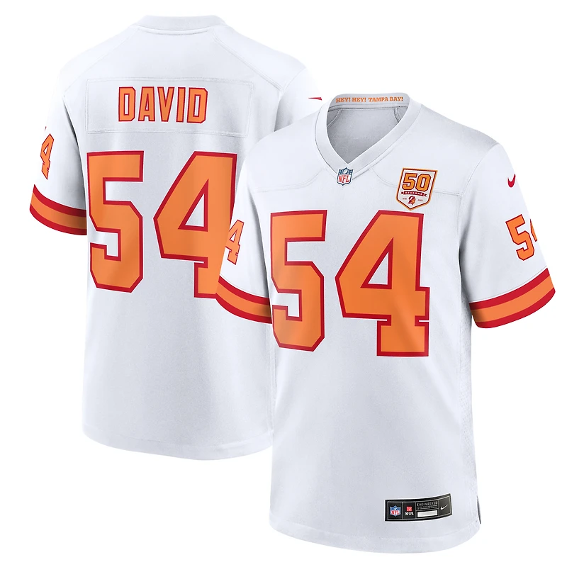 Maillot Nike Lavonte David White '76 pour homme, 50e match de la saison des Buccaneers Tampa Bay