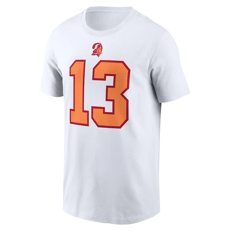 T-shirt Nike Mike Evans blanc '76 pour homme, nom et numéro de la 50e saison des Tampa Bay Buccaneers