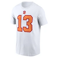 T-shirt Nike Mike Evans blanc '76 pour homme, nom et numéro de la 50e saison des Tampa Bay Buccaneers