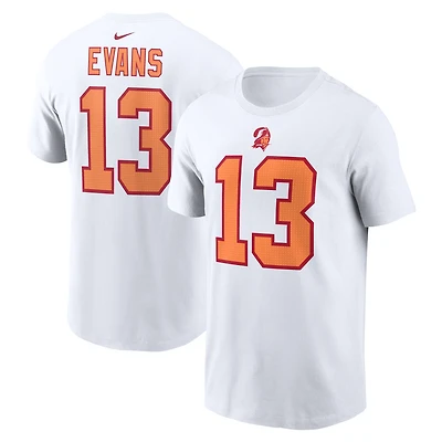 T-shirt Nike Mike Evans blanc '76 pour homme, nom et numéro de la 50e saison des Tampa Bay Buccaneers