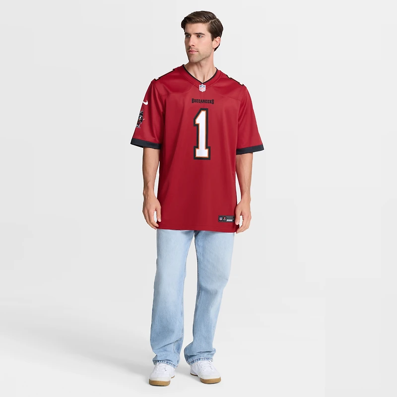 Men's Nike Number 1 Groom Red Tampa Bay Buccaneers Game Jersey
