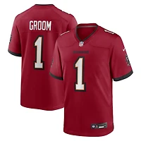 Maillot de match Nike numéro 1 Groom rouge des Buccaneers Tampa Bay pour hommes