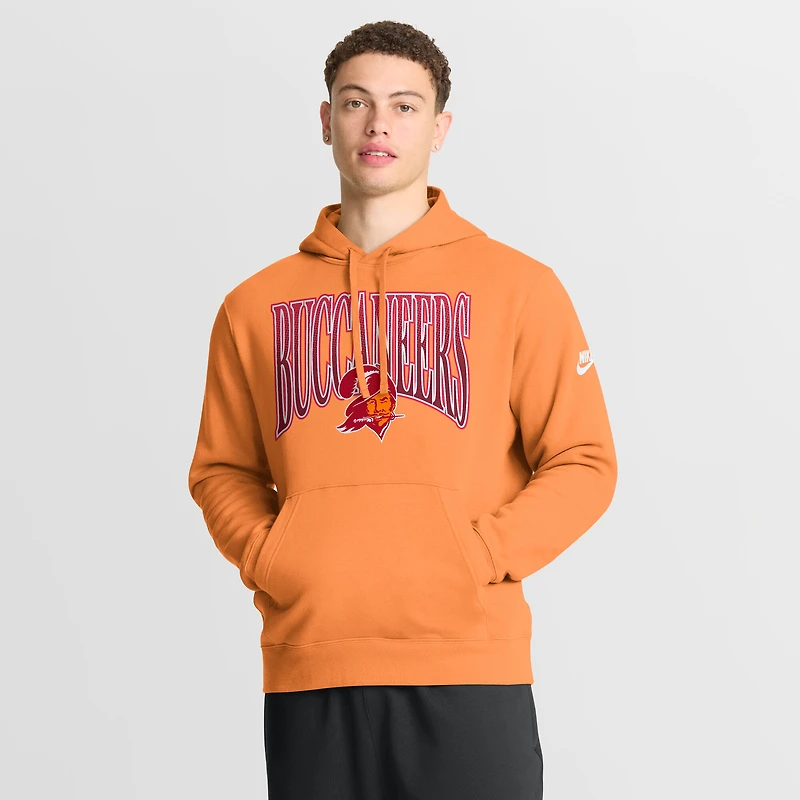 Sweat à capuche Nike Orange Tampa Bay Buccaneers Full Blitz Club Fleece pour homme