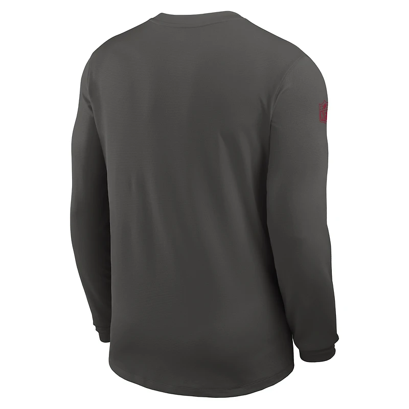 Maillot Nike à manches longues Dri-FIT UV Sideline Coach des Buccaneers de Tampa Bay pour homme, couleur étain