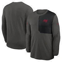 Maillot Nike à manches longues Dri-FIT UV Sideline Coach des Buccaneers de Tampa Bay pour homme, couleur étain