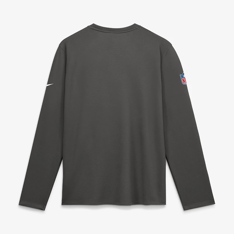 T-shirt à manches longues Nike Pewter Tampa Bay Buccaneers Sideline Coaches UV Dri-FIT pour homme