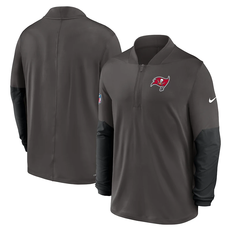 Pull Nike Pewter Tampa Bay Buccaneers Sideline Dri-FIT à demi-zip pour homme