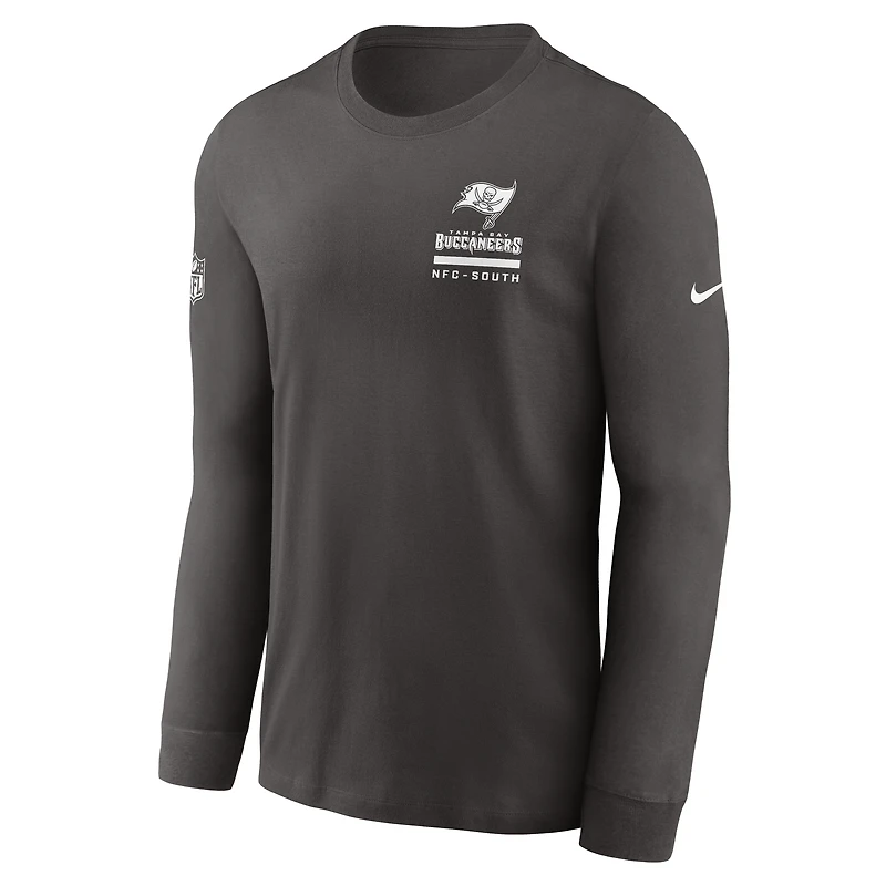 T-shirt Nike à manches longues Dri-FIT pour homme, couleur étain, des Buccaneers de Tampa Bay