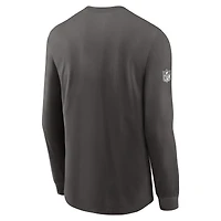 T-shirt Nike à manches longues Dri-FIT pour homme, couleur étain, des Buccaneers de Tampa Bay