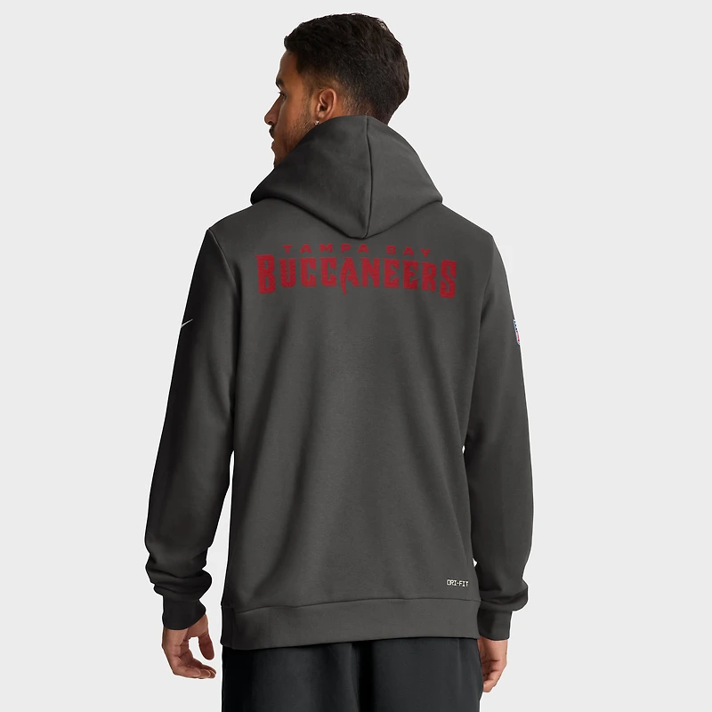 Sweat à capuche Nike Dri-FIT pour homme, couleur étain, avec logo standard des Buccaneers de Tampa Bay