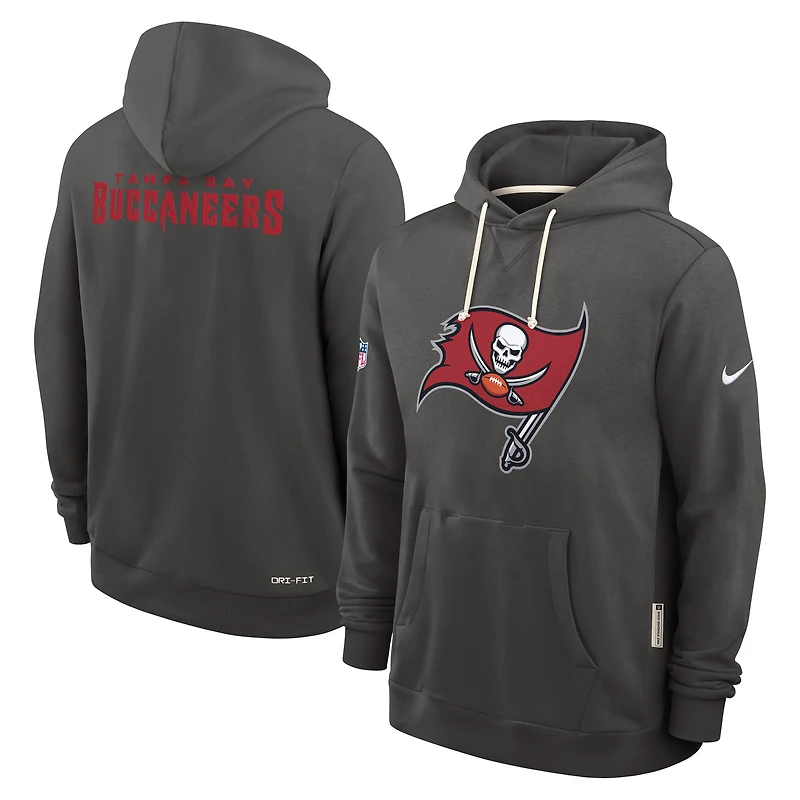 Sweat à capuche Nike Dri-FIT pour homme, couleur étain, avec logo standard des Buccaneers de Tampa Bay