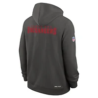 Sweat à capuche Nike Dri-FIT pour homme, couleur étain, avec logo standard des Buccaneers de Tampa Bay