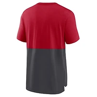 Men's Nike Red/Pewter Tampa Bay Buccaneers Fan Gear Colorblock Tri-Blend T-Shirt