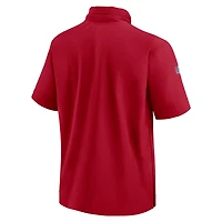 Men's Nike Red Tampa Bay Buccaneers 2024 Sideline Coach Short Sleeve Half-Zip Hoodie Jacket