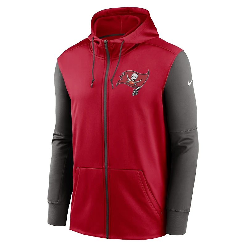 Sweat à capuche entièrement zippé Performance Tampa Bay Buccaneers Nike rouge pour homme