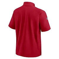 Men's Nike  Red Tampa Bay Buccaneers Sideline Coach Short Sleeve Hoodie Quarter-Zip Jacket