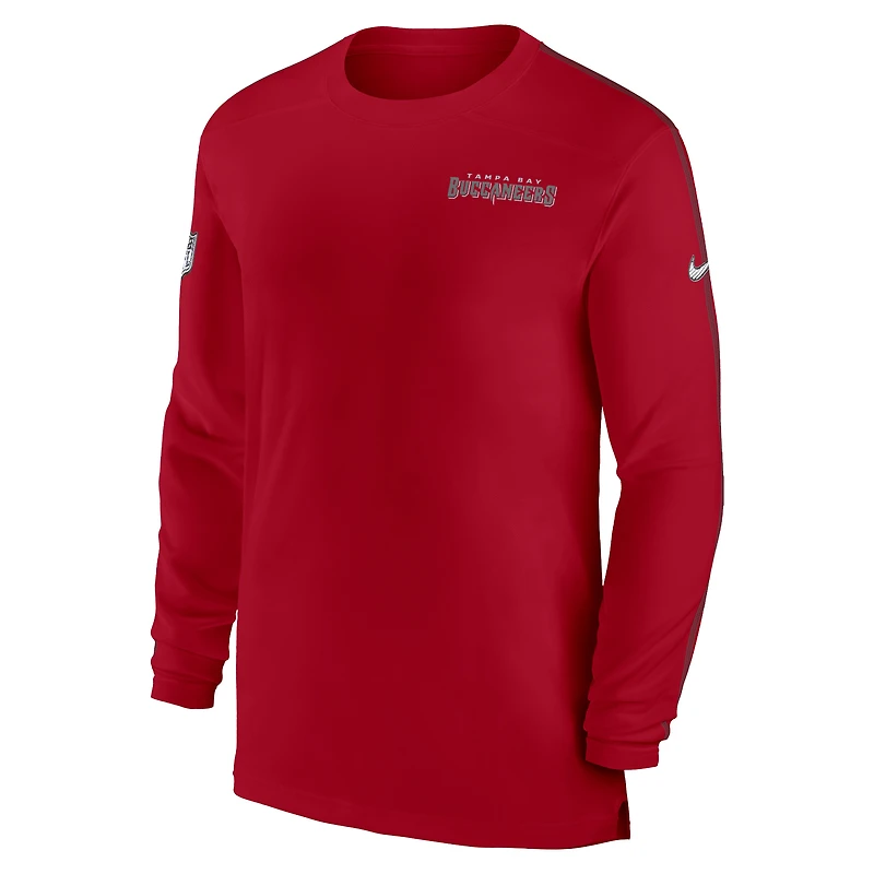 T-shirt à manches longues Nike rouge Tampa Bay Buccaneers Sideline Coach UV Performance pour homme
