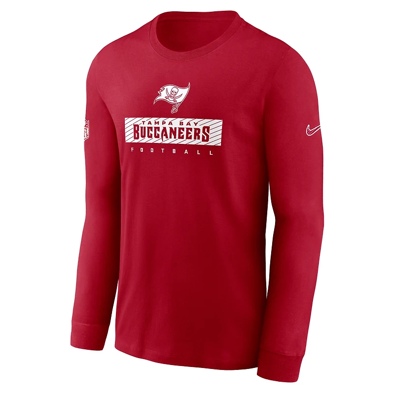 T-shirt Nike rouge à manches longues Tampa Bay Buccaneers Sideline Dri-FIT pour homme