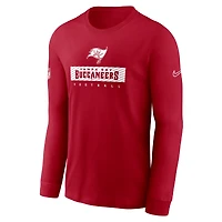 T-shirt Nike rouge à manches longues Tampa Bay Buccaneers Sideline Dri-FIT pour homme