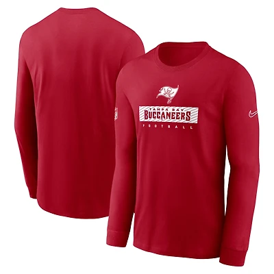 T-shirt Nike rouge à manches longues Tampa Bay Buccaneers Sideline Dri-FIT pour homme