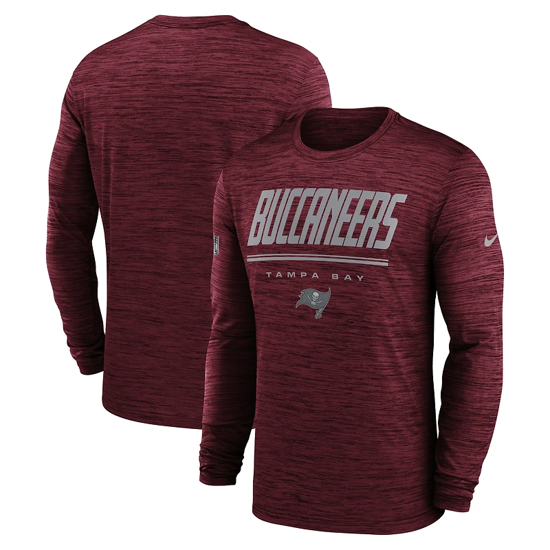 T-shirt à manches longues Nike rouge Tampa Bay Buccaneers Sideline Offensive Transition Velocity Dri-FIT pour homme