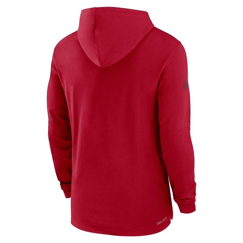 T-shirt à capuche manches longues Nike Tampa Bay Buccaneers Sideline Performance pour homme rouge