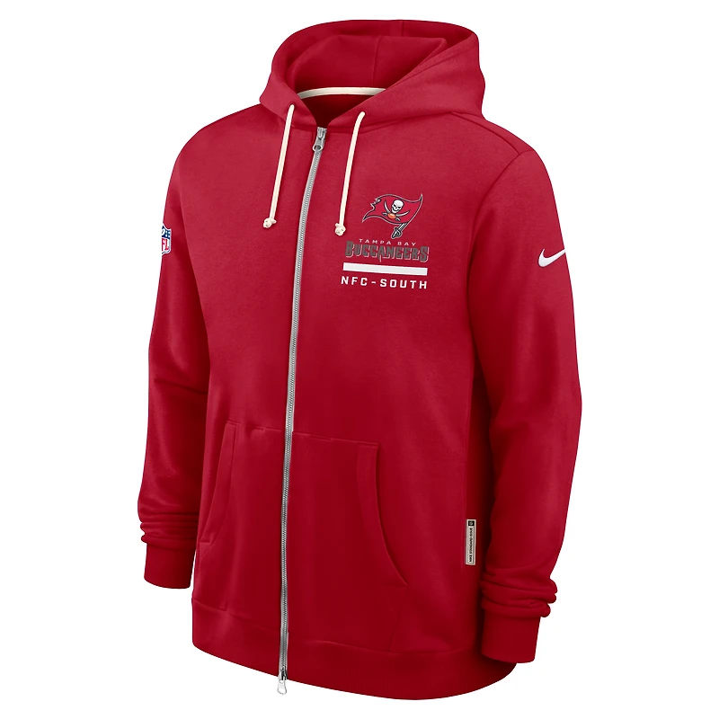 Sweat à capuche Nike rouge Tampa Bay Buccaneers Sideline Standard Issue Utility Player Dri-FIT entièrement zippé pour homme