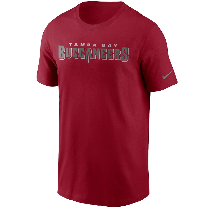 T-shirt Nike rouge avec le mot-symbole de l'équipe des Buccaneers Tampa Bay pour hommes