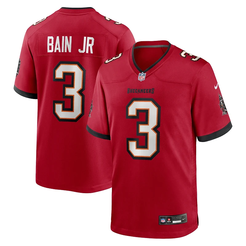 Maillot de match Nike pour homme, porté par Rueben Bain Jr., rouge, des Buccaneers Tampa Bay, choix premier tour la draft NFL 2026, numéro 15.