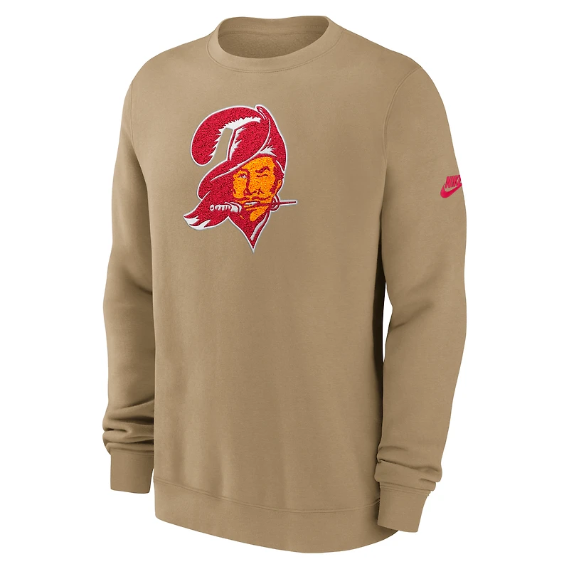 Sweat-shirt Nike Tan pour homme des Tampa Bay Buccaneers Swing Pass Rewind Club