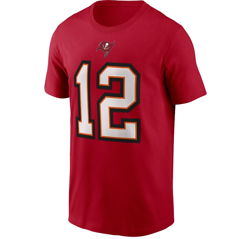 T-shirt Nike Tom Brady rouge pour homme avec nom et numéro des Buccaneers de Tampa Bay
