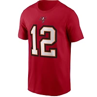 T-shirt Nike Tom Brady rouge pour homme avec nom et numéro des Buccaneers de Tampa Bay