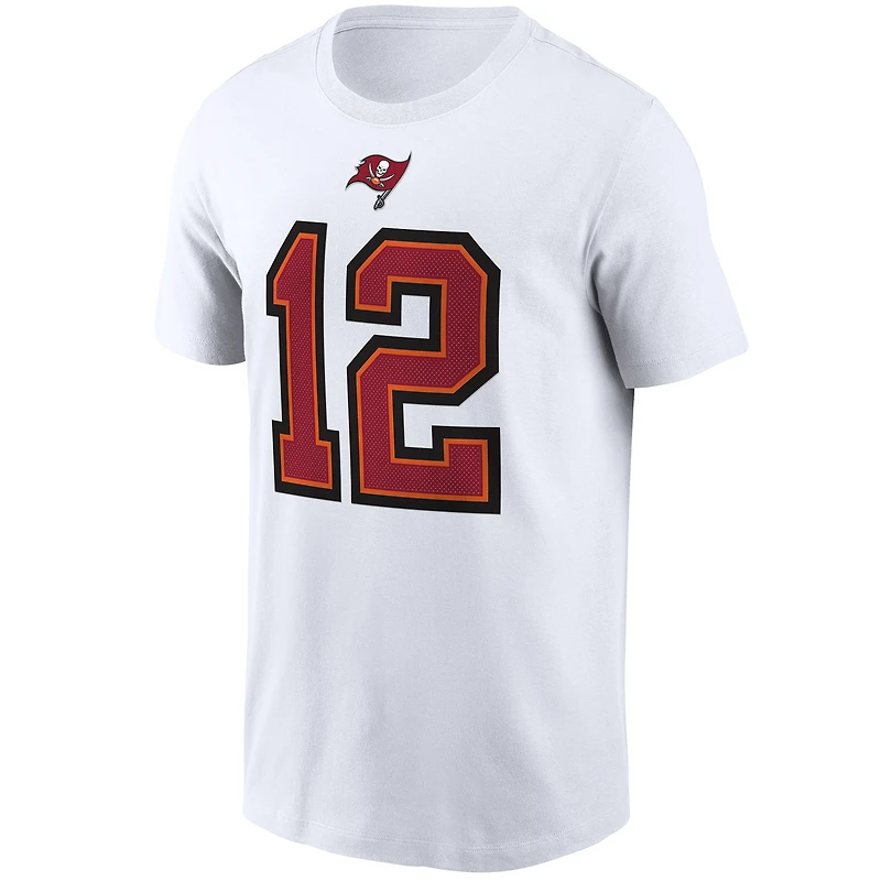 T-shirt Nike Tom Brady pour hommes, blanc, nom et numéro des Buccaneers de Tampa Bay