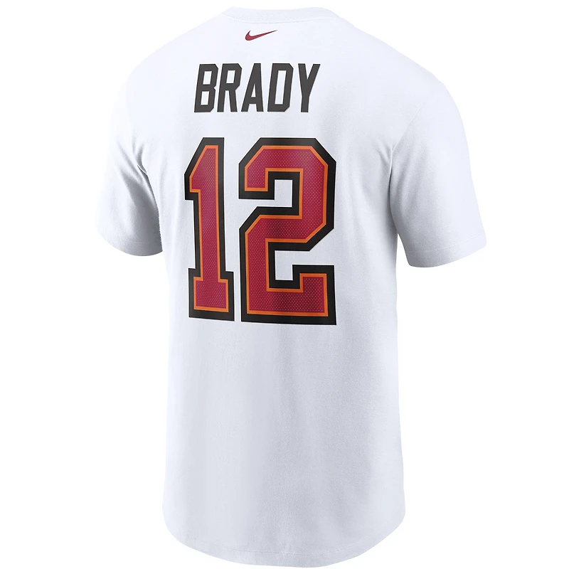 T-shirt Nike Tom Brady pour hommes, blanc, nom et numéro des Buccaneers de Tampa Bay