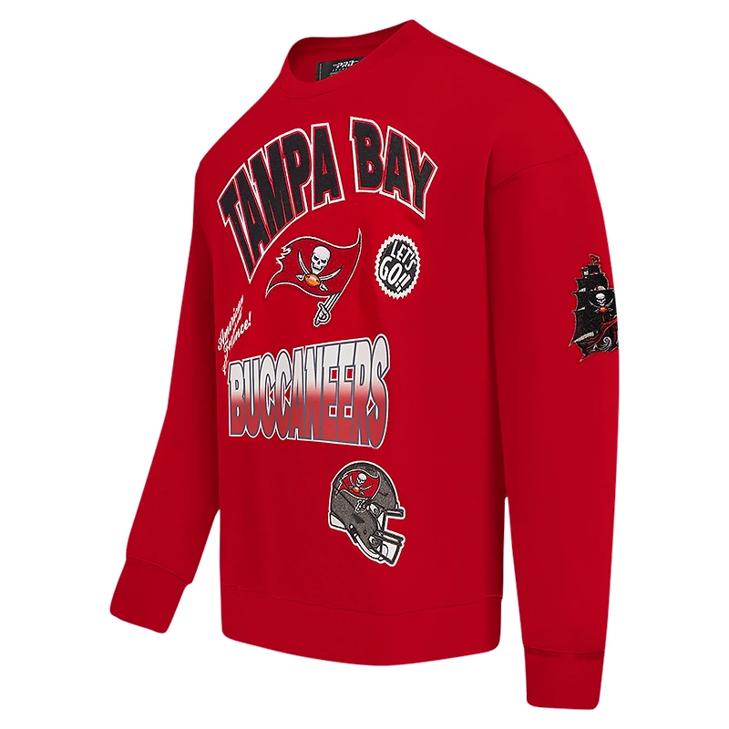 Men's Pro Standard Red Tampa Bay Buccaneers Turn It Up Drop Shoulder Pullover Sweatshirt