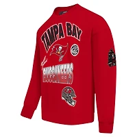 Men's Pro Standard Red Tampa Bay Buccaneers Turn It Up Drop Shoulder Pullover Sweatshirt