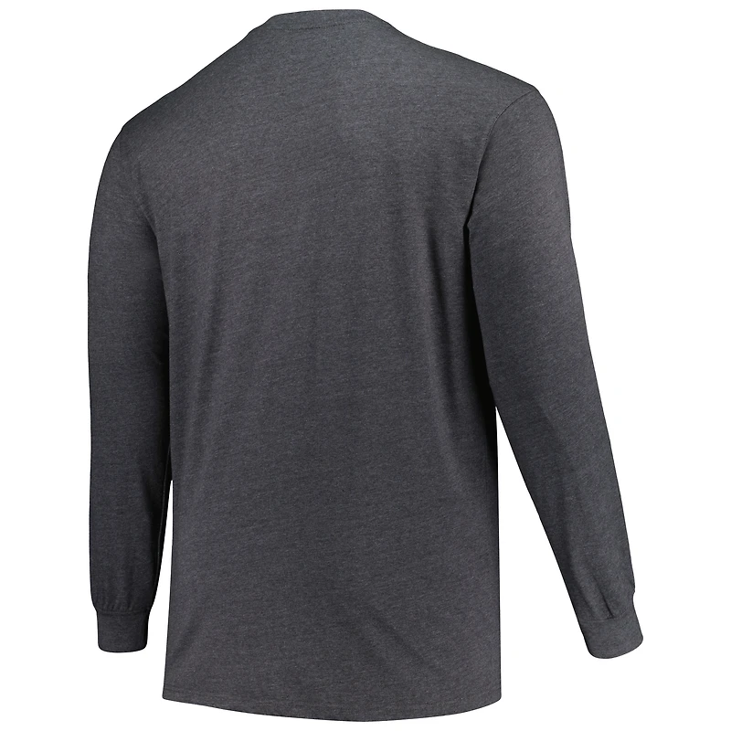T-shirt à manches longues pour hommes Heather Charcoal Tampa Bay Buccaneers Big & Tall Throwback